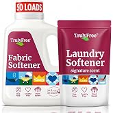 Truly Free Plant Based Fabric Softener - 1 Jug + 1 Fill, Signature Scent | Plant-Based Laundry Softening Conditioner, Gentle Simple Ingredients