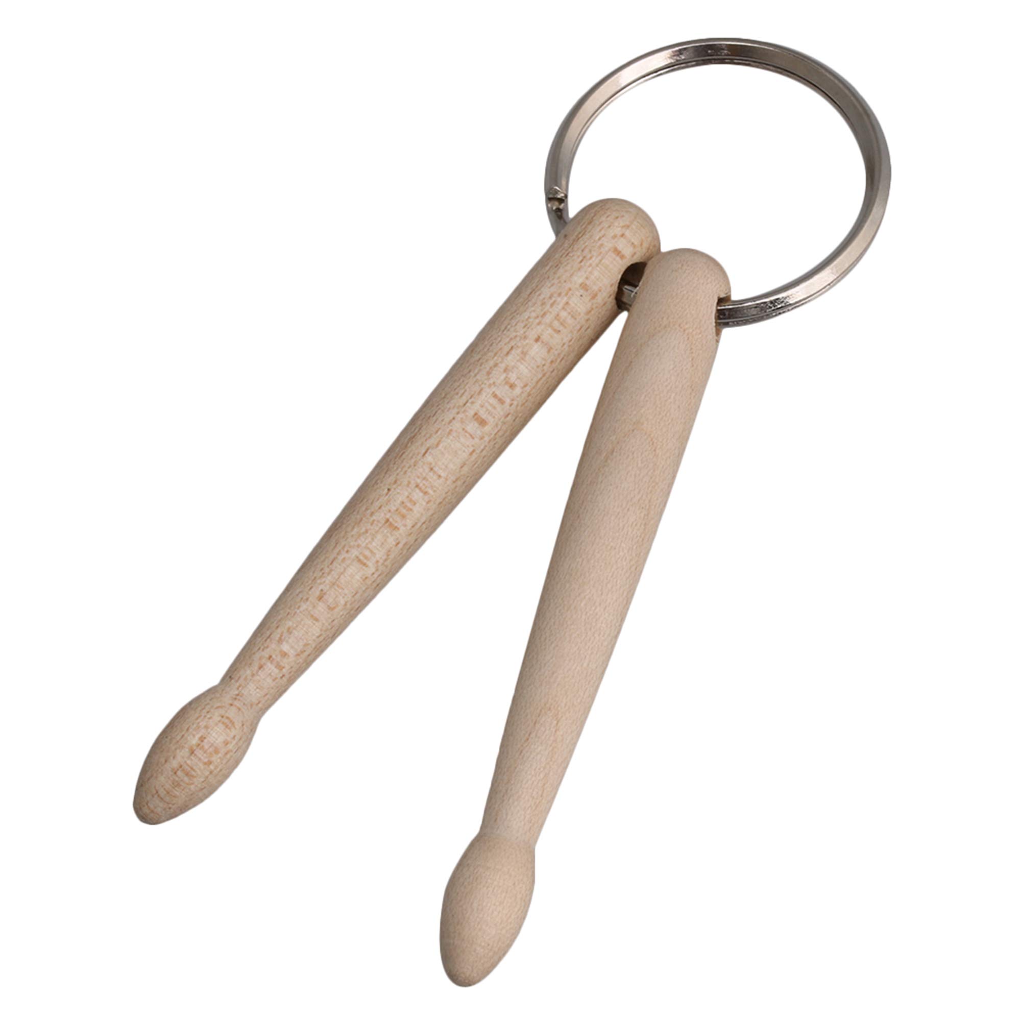 Yibuy 9cm Mini Natural Drum Hammer 2 Stick Keychain for Drummer Music Lovers Small