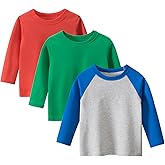 NautySaurs Toddler Boys Long Sleeve T-Shirts Kids Basic Crewneck Cotton Tee Shirts