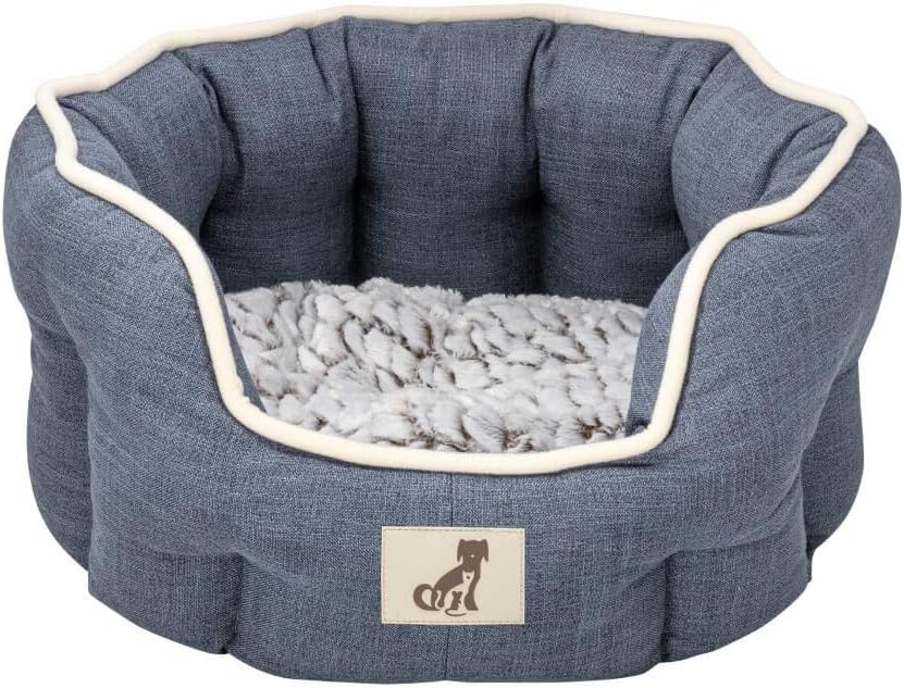 AllPetSolutions Alfie Range Beds - Fleece Lined Warm Dog Bed - Washable (Small, Blue)
