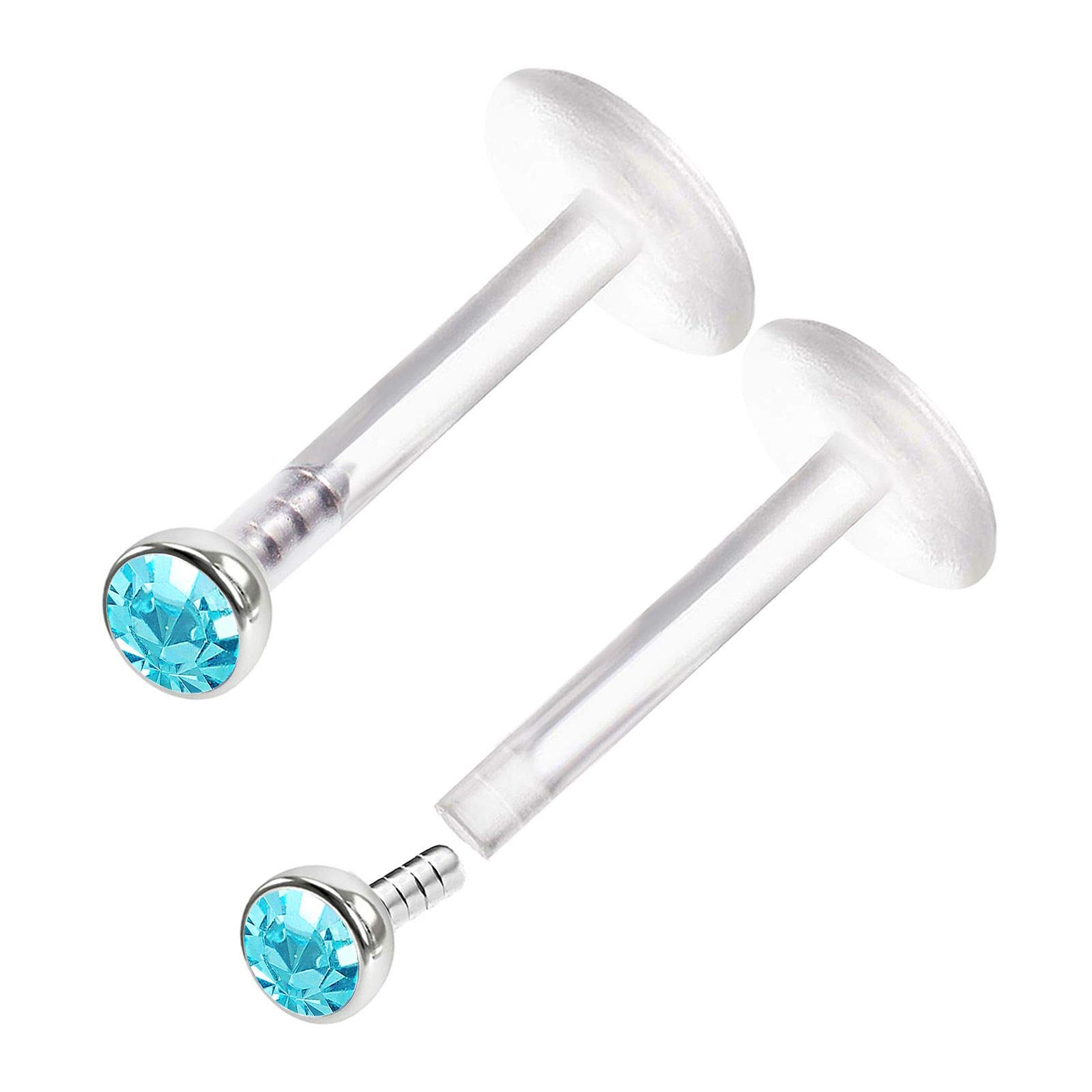 KJM FASHION 2 Pcs Clear Acrylic Monroe Piercing 16g 5/16 8mm 2mm