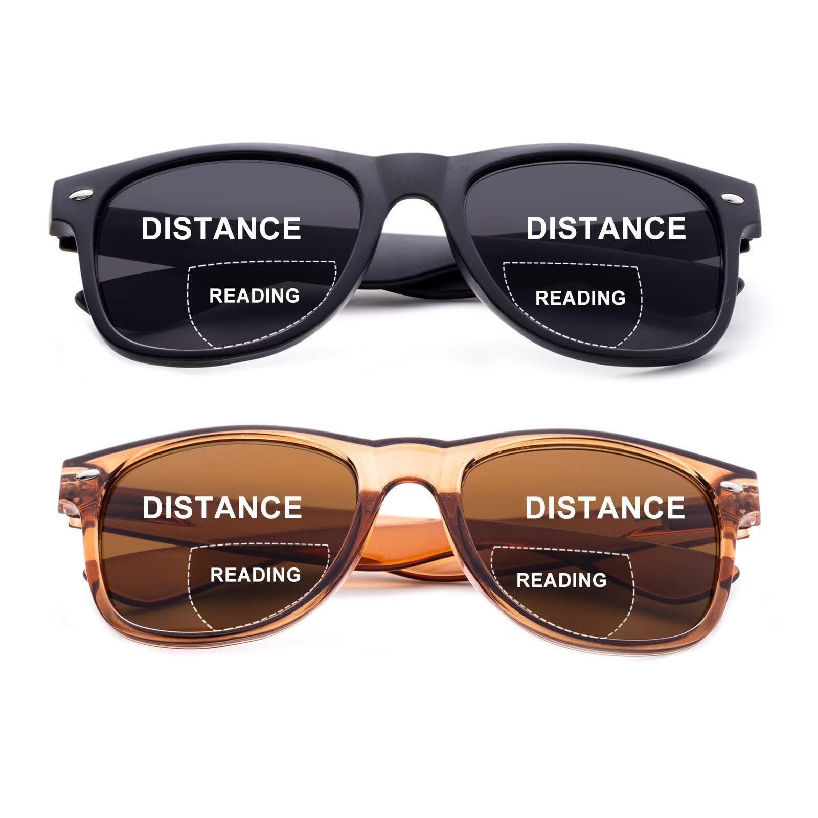 SKYWAY 2 Pack Bifocal Reading Sunglasses For Women Men, Fashion Classic Sun Readers With Spring Hinge UV400 Protection Black/Brown +1.0 — image 1