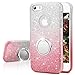 Silverback for iPhone 5S Case, iPhone 5S / 5 Case, Girls Bling Glitter Sparkle Cute Case with 360 Rotating Ring Stand, Soft TPU Outer Cover + Hard PC Inner Skin for Apple iPhone 5S 5 -Ombra Pink