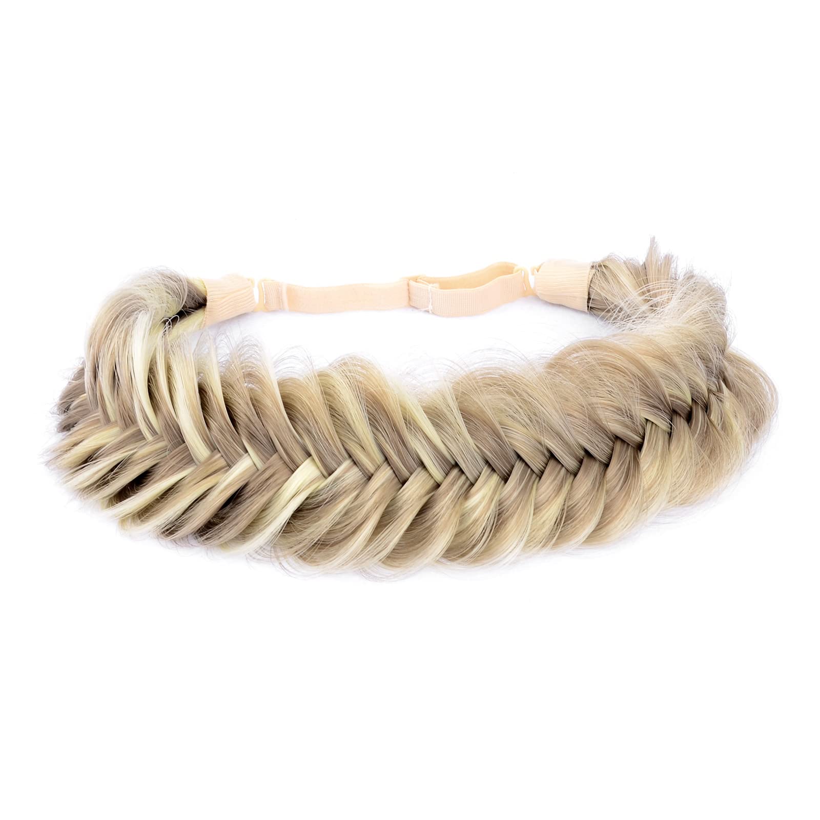 Gledola 2 Strands Fishtail Wide Messy Plaited Braids Headband (Light Highlighted, Wide)
