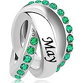 MiiFort Birthstones Three Laps Rings Charms fit Pandora Charm Bracelets Birthday Anniversary Jewelry Gift for Women Daughter Wife Sister Friendship