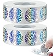 Leinuosen 2000 Pieces Scratch Offs Sticker DIY Holographic Circle Stickers Round Silver Hologram Glitter Labels Make Your Own Scratch Card Gift for Office Party Games,1 x 1 Inch Circle