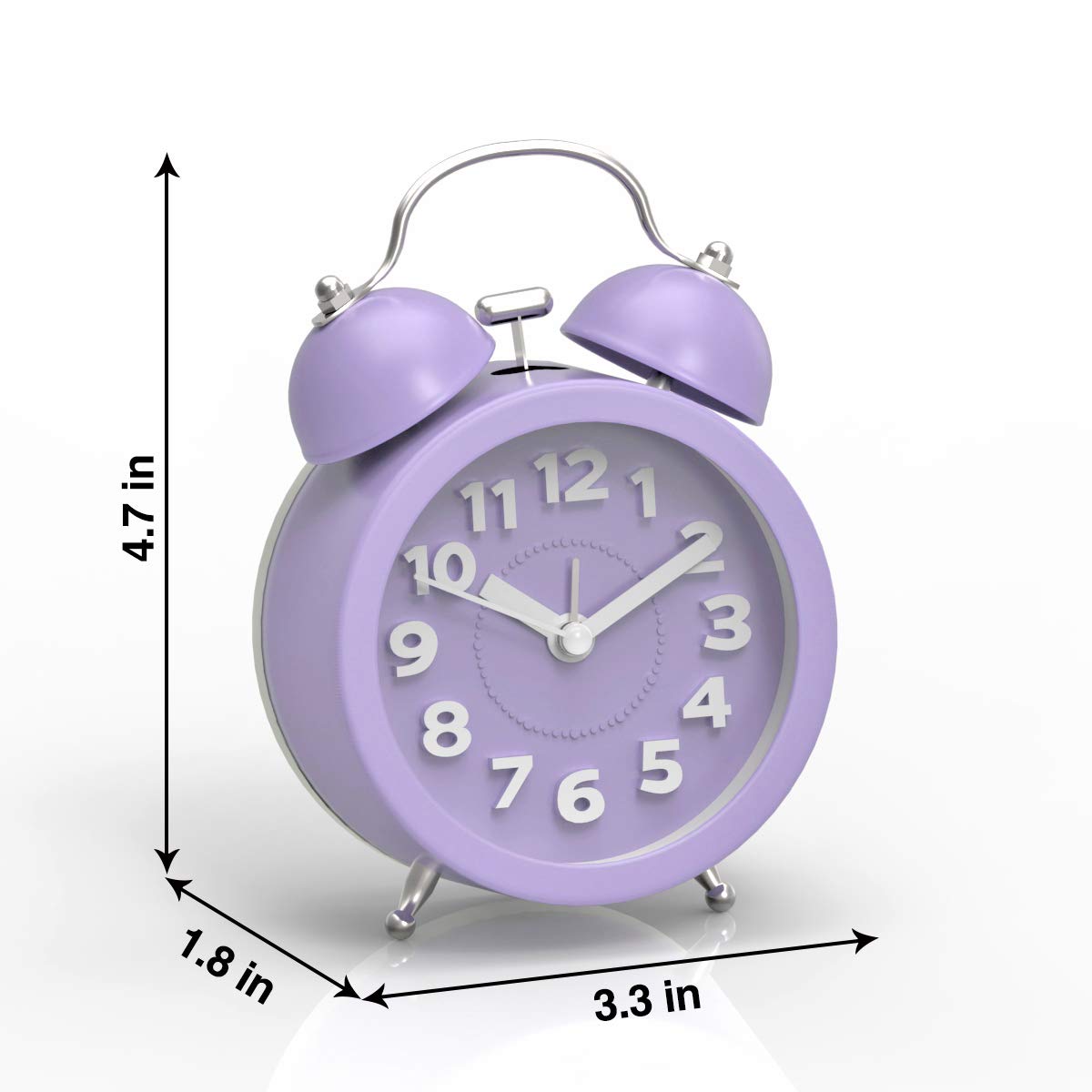 PiLife 3" Mini Nonticking Vintage Classic Analog Alarm Clock with