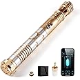 CUSTOM SABER Sensitive Smooth Swing Xenopixel Light Saber, Motion Control to Ignite Blade, 12 Types Blade Mode, 34 Sound Fonts Infinite Color Changing, Rechargeable Light Saber-Gold