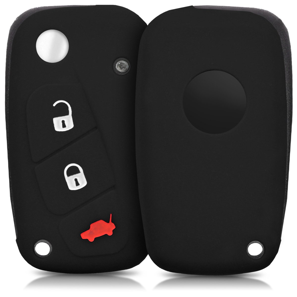 kwmobile Key Cover Compatible with Fiat Lancia 3 Button Car Key - Soft Silicone Car Key Fob Holder Protector Case - Black