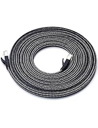 Danyee Cable Ethernet Cat 7, de nailon CAT7, de alta velocidad, chapado en oro, para clavijas STP, CAT 7, RJ45 cable Ethernet de 9.8 ft, 32.8 ft, 49.2 ft, 85.3 ft, 164.0 ft, 216.5 ft, 100 FT