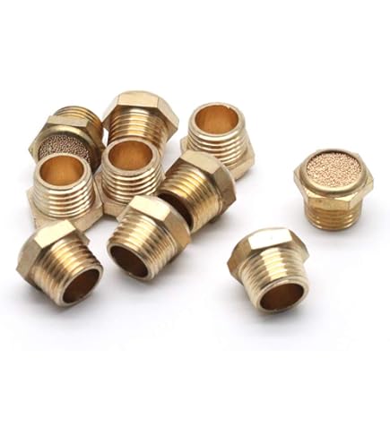 10-Pack Brass 1/4" NPT Male Air Mufflers – Sintered Exhaust Silencer For Pneumatic Tools
