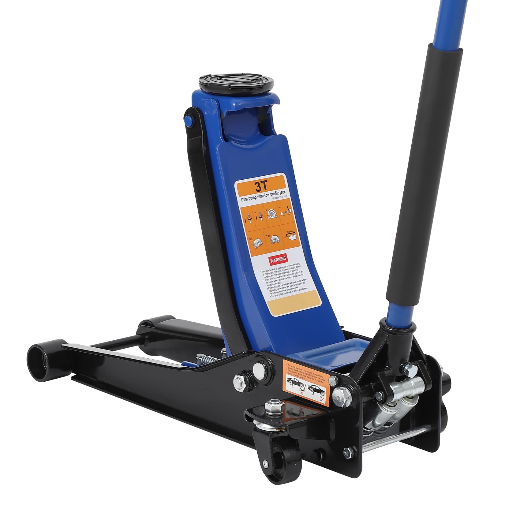 Photo 1 of GarveeTech 3 T Low Profile Floor Jack, Professional Low Profile Hydraulic Jack, Heavy Duty Steel Racing Floor Jack with Dual Piston Quick Lift Pump,Lift Range 3 in-19.5 in,Hydraulic Car Jack, Blue