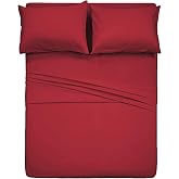 400 Thread Count Cotton Queen Size Sheet Set (Burgundy Color) 4 Piece - 100% Long Staple Cotton Sheets Set, Soft Cotton Bed Sheets Sets with Deep Pocket fit Upto 16&rdquo;