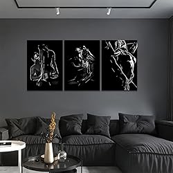 Black White Line Wall Art for Bedroom Abstract
