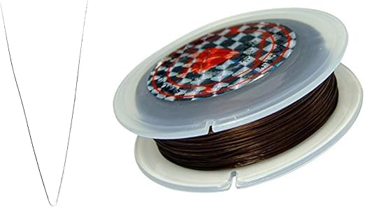 Amazon 40m 通し針付 オペロンゴム 糸 水晶の線 繊維入り ポリウレタン伸びる ゴム さけるゴム 茶色 ゴム 通販