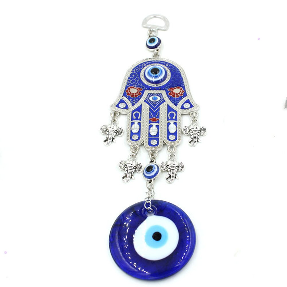 Turkish Blue Evil Eye Hamsa Hand Car Wall Hanging Decoration Ornament (Blue04)