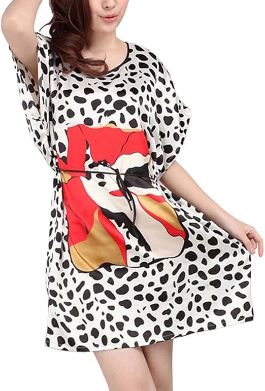 Download Hoerev Women's Nightgowns Robe Mock Silk Pajamas One-Piece ...