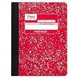 Mead Composition Book, Notebook, Wide Ruled, 9.75 x 7.5 Inch, Red (72245)