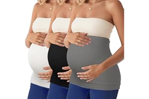 Diravo 3 Pack Womens Maternity Belly Band for Pregnancy Shirts Extenders Pregnancy Support Seamless Belly Belt Bands, black+w