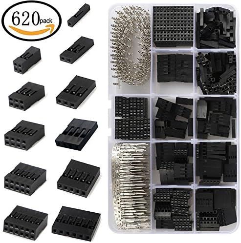 620 PCS 2.54mm Pitch JST SM - 1/2/3/4/5/6 Plug Housing Connector Pitch Dupont Connector Male Female Crimp Pins Assortment Kit