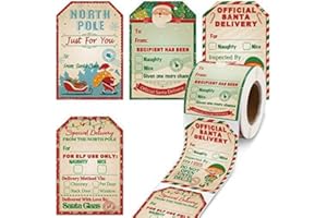 Christmas Stickers Self-Adhesive Gift Tags PVC Gift Wrap Seals Decals Party Decorations (200pcs)