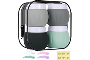 Travel Containers for Toiletries, GLAMFIELDS TSA Approved 1.7oz 50ml Travel Size Silicone Cream Jars BPA Free, Leak-proof Travel Essentials with Lid for Cosmetic Face Hand Body Cream Grey (4 Pack)
