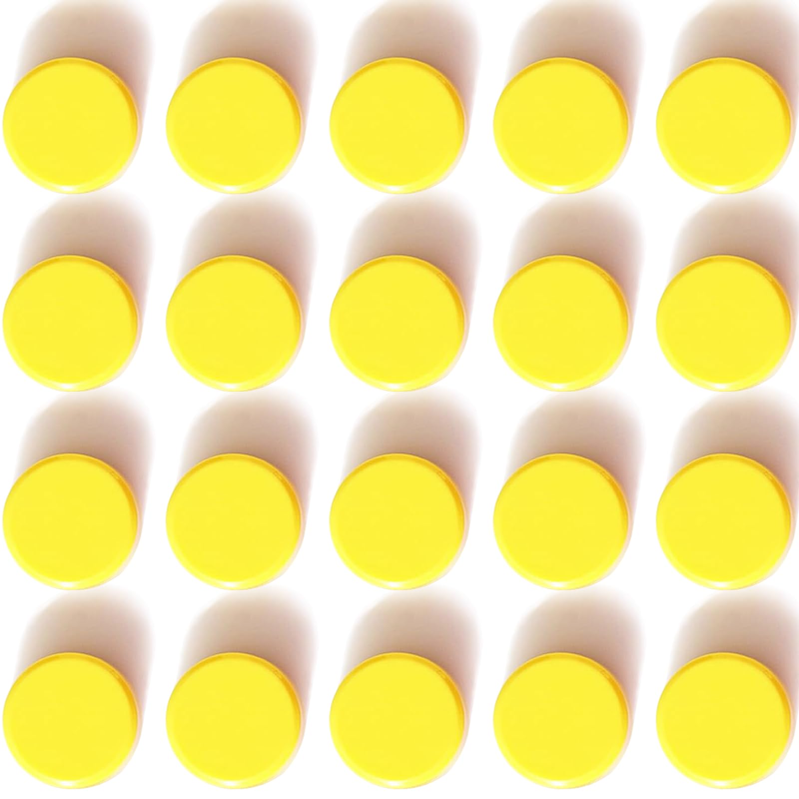 PYJLBX 20Pcs Strong Fridge Magnets, Mini Round Yellow Magnets for Whiteboard, Notice Board, Office, Crafts, Tiny Heavy Duty Refrigerator Magnets for Adults, Small Cute Magnetic Pins for Home & School