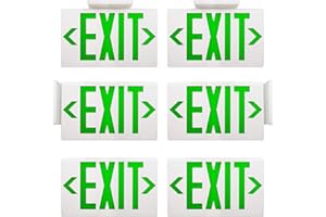 AKT LIGHTING Green LED Exit Sign Emergency Light with Battery Backup, Double Face Hardwired Green Letter Emergency Exit Lighting For, Restaurant, Commercial, Supermarket, UL-Listed, 120-277V, Pack of 6