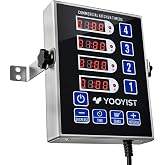 YOOYIST Commercial 4 Channel Digital Kitchen Timer Loud Alarm Cook Timer | 4 Independent Channels, Stainless Steel, Easy-to-Read LED Display for Restaurant
