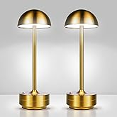 LNPYX Cordless Table Lamp Rechargeable 5000mAh Battery LED Outdoor Lights | 3 Color Stepless Dimming Touch Portable Table Light with Memory Function for Patio Restaurant Dinner 2 Pack Gold
