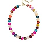 INNERDIVA Chunky Beaded Necklace for Women Trendy Statement Big Colorful Resin Bead Choker Necklaces Summer Beach Boho Charm Jewelry Cute Gifts for Love