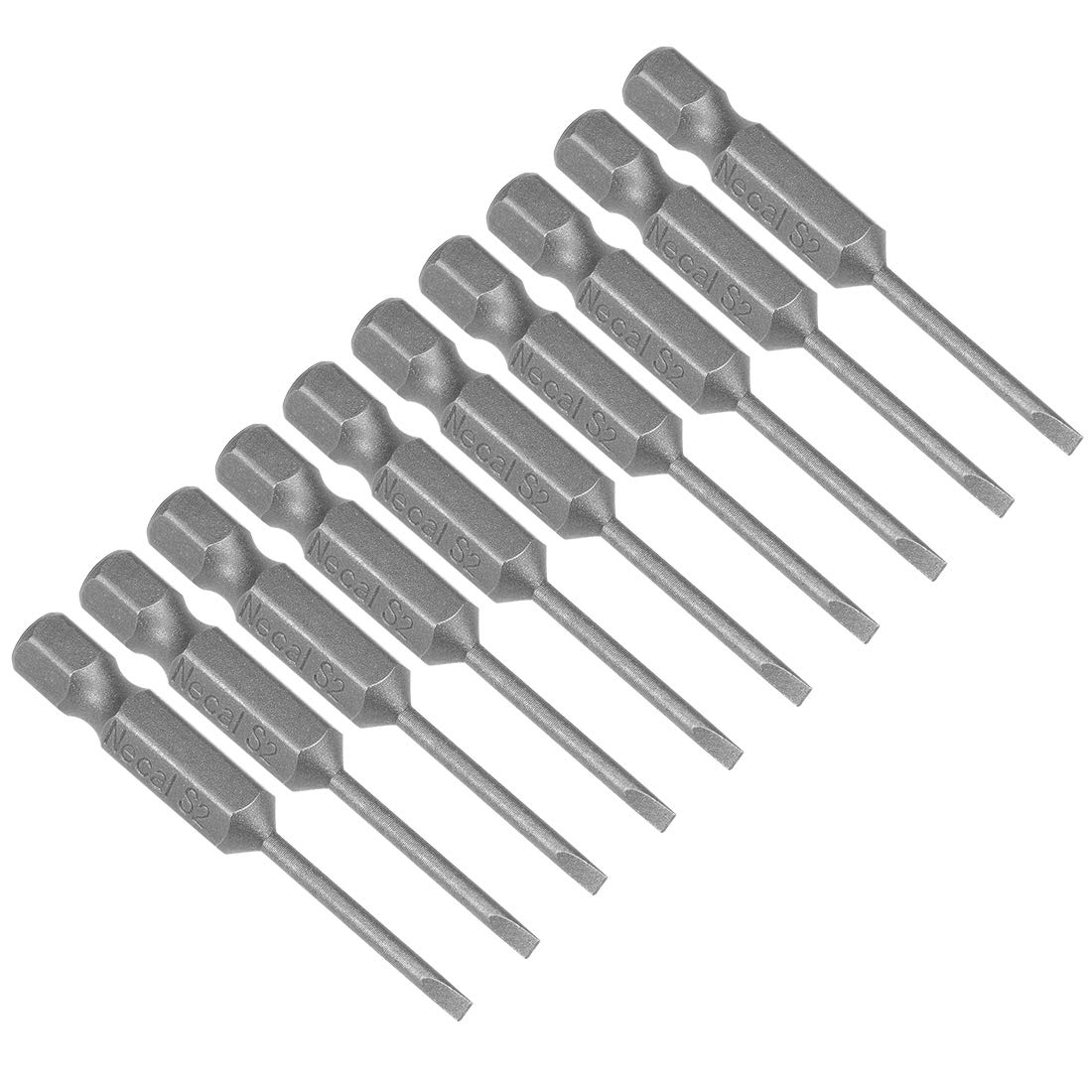 uxcell 10pcs 50mm 1/4" Hex Shank SL2 Magnetic Slotted Head Screwdriver Bits S2 High Alloy Steel