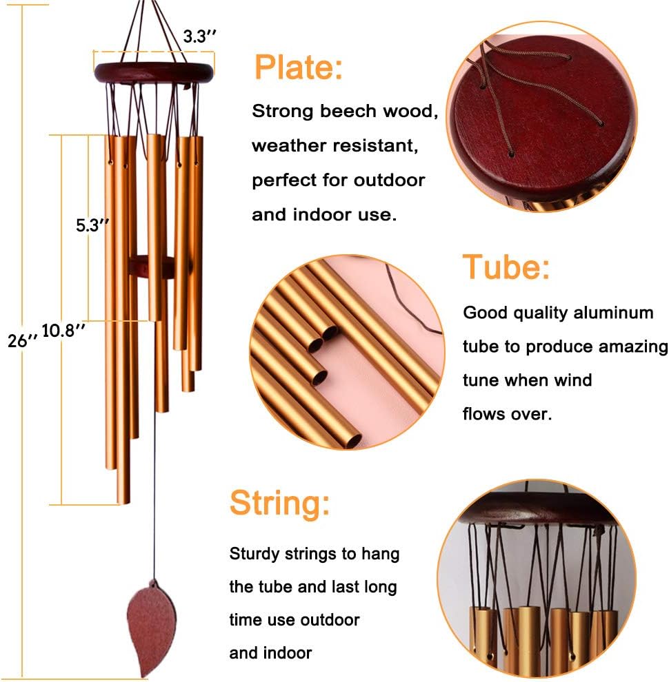 SuninYo Wind Chimes for Outside, Small Wind Chimes Outdoor Clearance, Memorial Wind Chimes with 8 Metal Tubes & Hook : Garden & Outdoor
