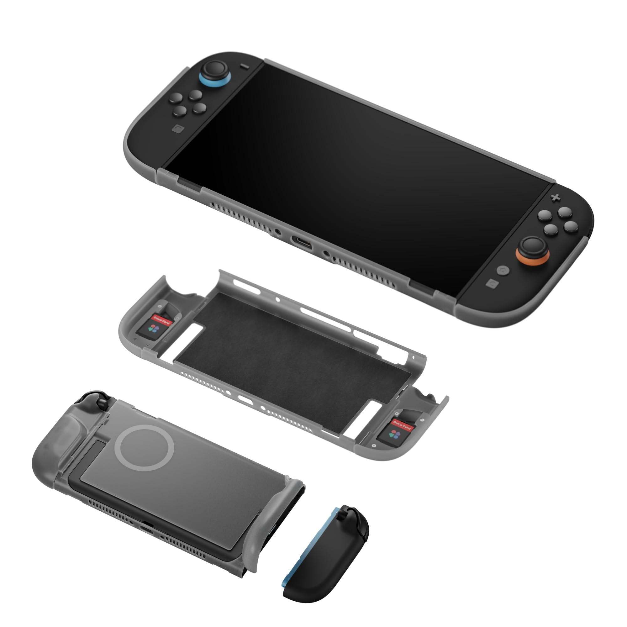 GENKI Force Field 2 with Travel Cover for Switch 2 - Minimalist Protective Case with Dockable Design, Magnetic Grips, and Stealthy Game Storage for Travel and Gaming