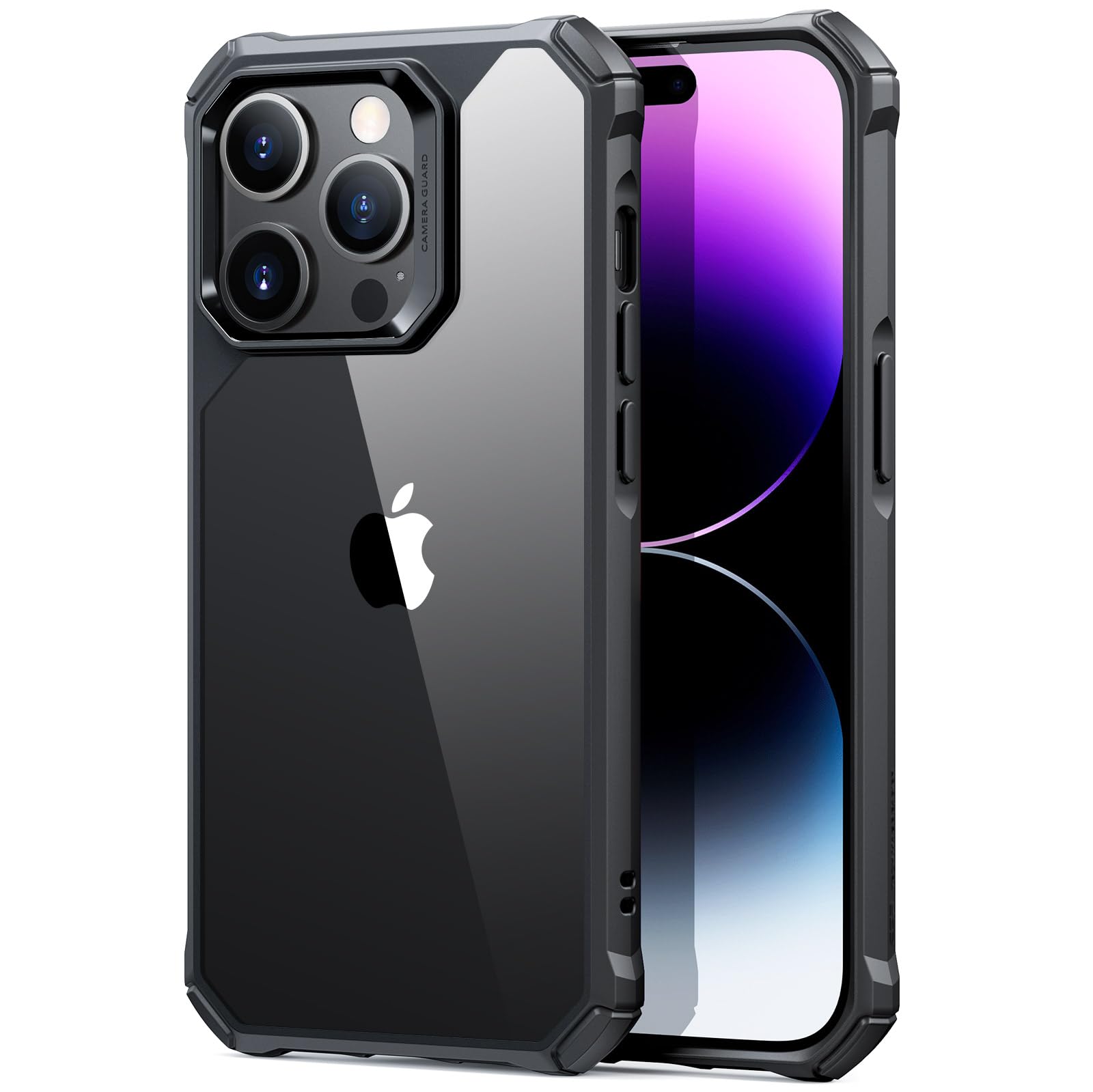 Photo 1 of ESR for iPhone 14 Pro Max Phone Case, Military-Grade Protection, Shockproof Air-Guard Corners, Yellowing-Resistant Acrylic Back, Phone Case for iPhone 14 Pro Max, Air Armor Case, Clear Black