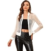 Allegra K Mesh Sheer Jacket for Women's See Through Long Sleeve Zip Up Bomber Jacket