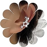 Vacaonio Boho Crystal Star Ear Cuff Earrings Silver Star Cartilage Cuff Earrings Cz Star Cuff Wrap Earrings Luck Star Crawler Cuff Earrings Star No Piercing Earrings Jewelry for Women