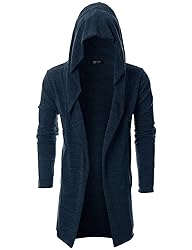 GIVON Men's Long Hooded Shawl Cardigan Open Front