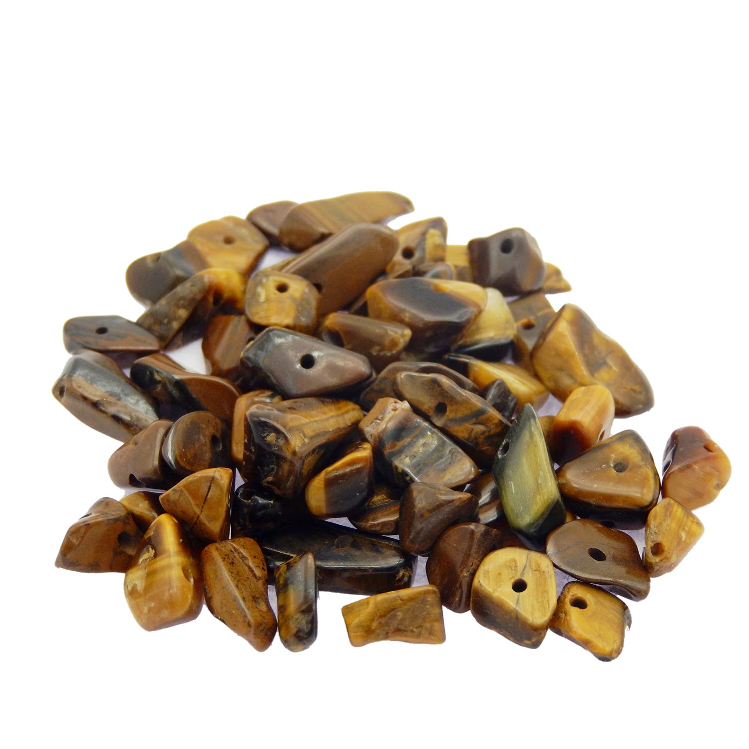 450PCS Tiger Eye Natural Irregular Chip Stone Beads 5-8mm Gemstones Crystal Loose Bead for Jewelry Making Bracelet Necklace DIY Craft Finding
