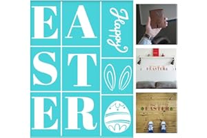 BEUNITONE Happy Easter Stencil 8.5x11" Spring Theme Self-Adhesive Silk Screen Printing Stencil Bunny Egg Mesh Transfers Easter Decorations for DIY Painting on Wood Chalkboard Home Decor