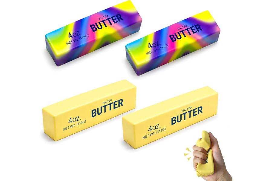 Butter Squishy Stress Toy,Soft Novelty Toy,Realistic Butter Stick Fidget, Slow Rising Soft Squeeze Toy for Adults Stress Relief & Anxiety Relief(4PCS)
