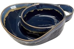 Retro Ceramic Soup Bowls, Elegant Chip and Dip Bowl with Handles, Stoneware Soup Side Bowls for Dessert Fruit Salad/ 8x7x2