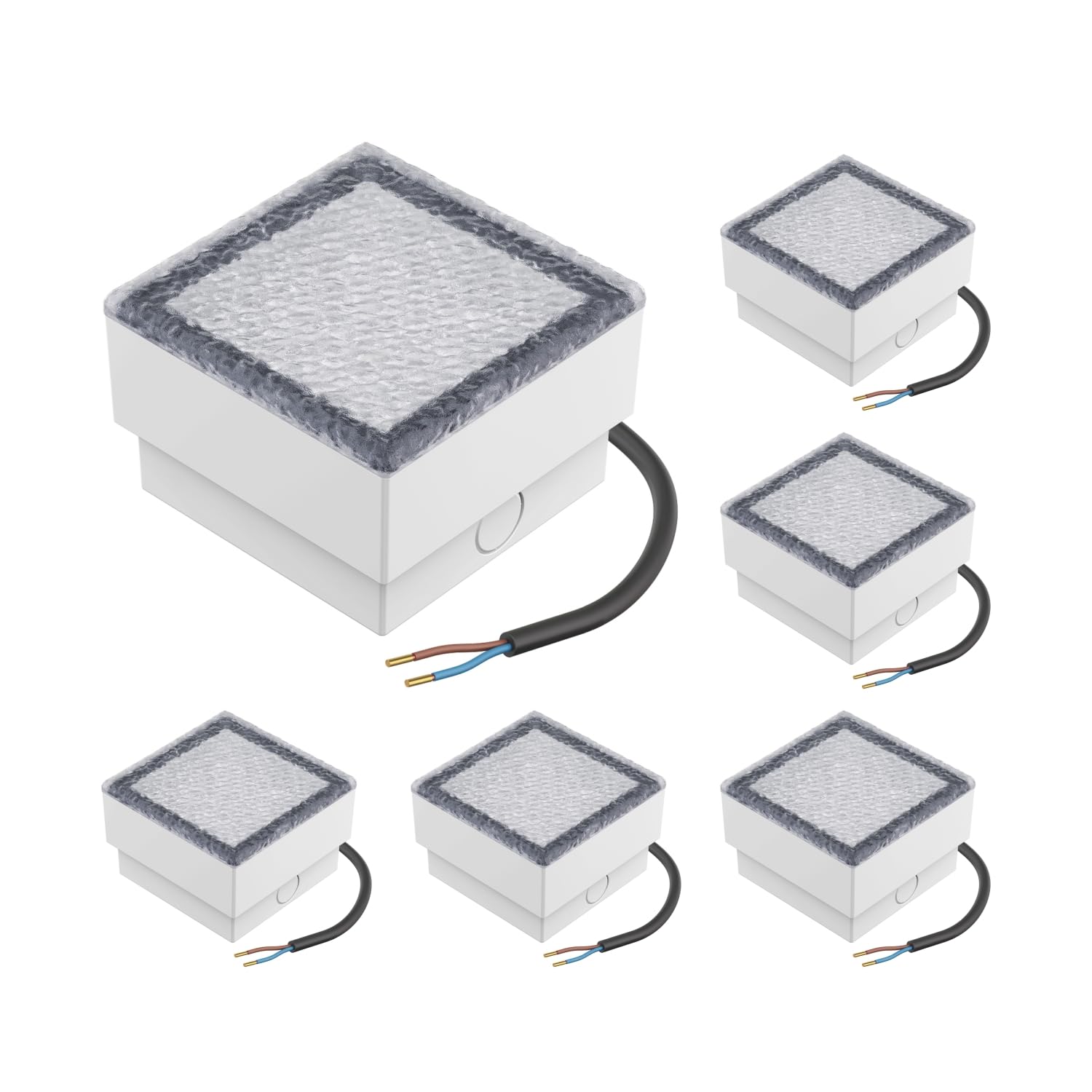 ledscom.de 6 Pieces LED Paving Stone Ground recessed Light CUS for Outdoors, IP67, Angular, 10 x 10cm, Warm White