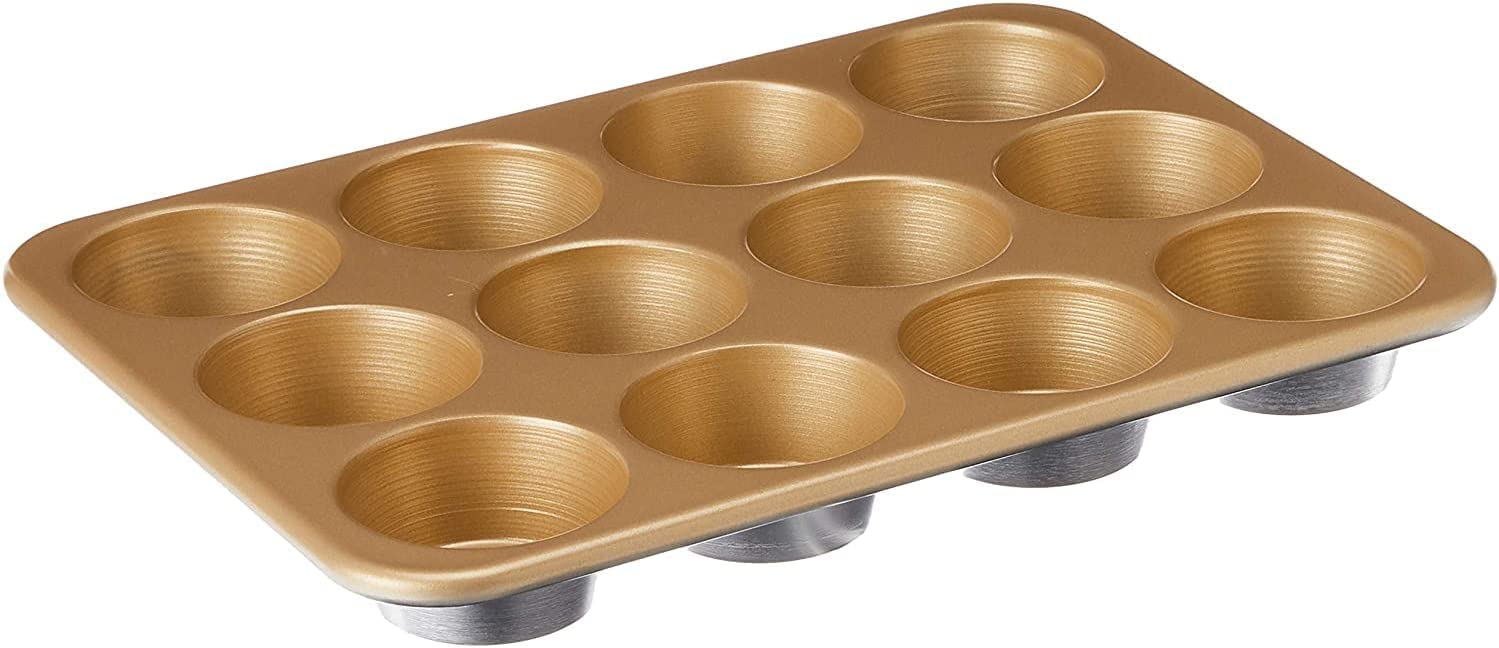 Nordic Ware Naturals Non-Stick 12 Cavity Muffin Pan, Cupcake Tray with Superior Heat Conductivity, Premium Bakeware for Evenly Browned Treats, Made in the USA, Silver