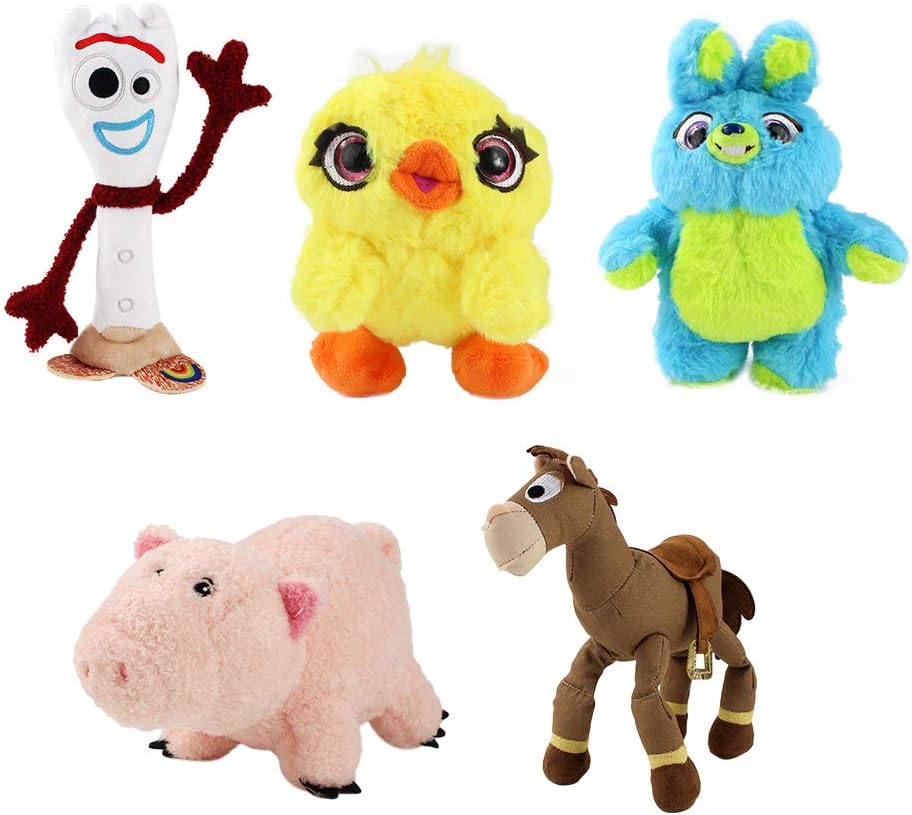 Qwertt Plush Toys Story 4 Anime Horse Rabbit Pig Forky Duck Bunny Soft Stuffed Animal Dolls Gift 18 26cm 5 Pieces Set Amazon Co Uk Kitchen Home