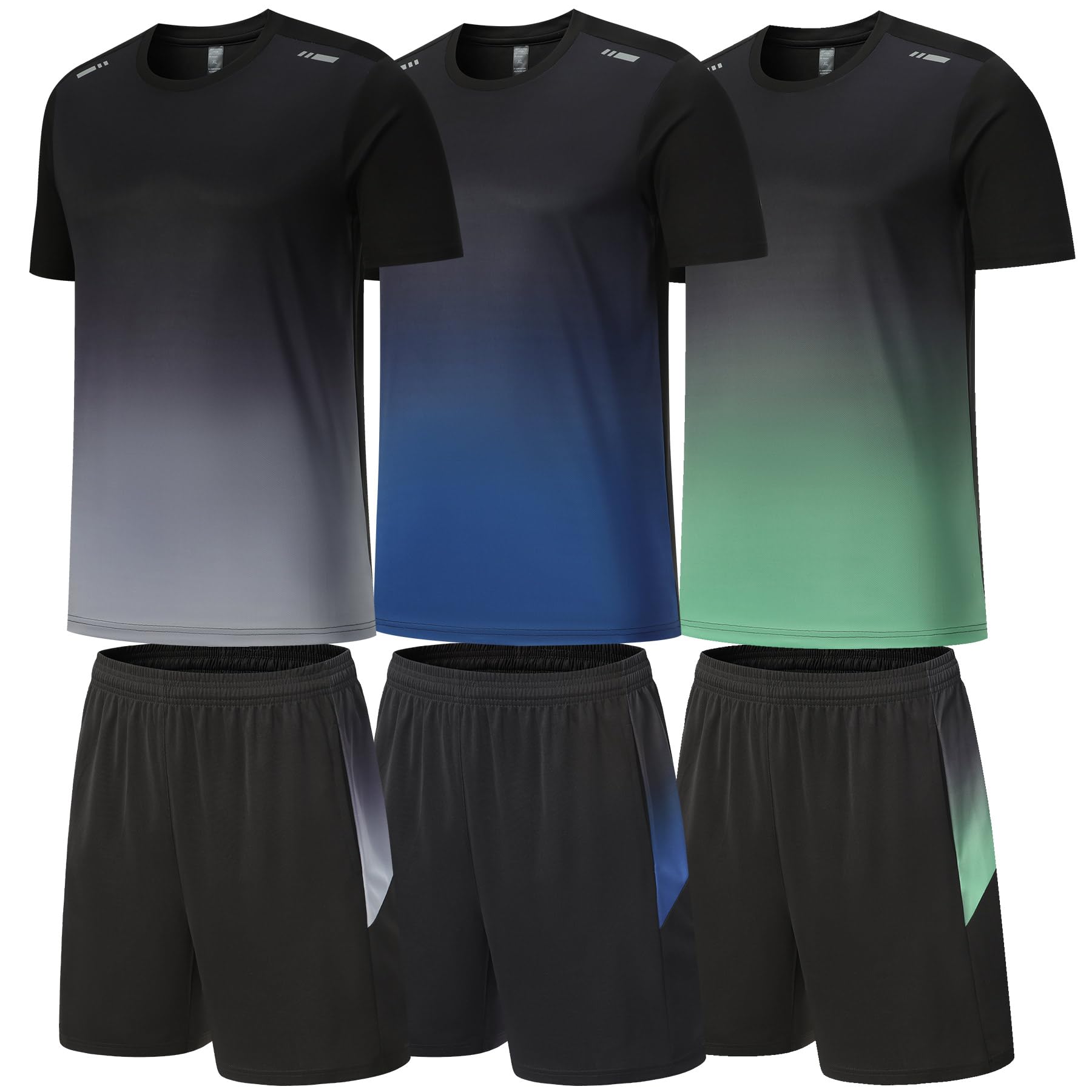 BOOMCOOL Gym Clothes for Men Workout Shirts Sets Outfits 6 Piece for ...