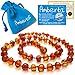 Amber Teething Necklace for Babies Amberta - Anti Inflammatory, Teething Discomfort & Drooling Relief, Natural Soothing Effect - 100% Pure Amber, Twist-in Screw Clasp, Handmade