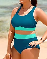 Aqua Eve Plus Size Two Piece High Waisted Bikini