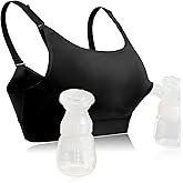 Hands Free Pumping Bra Hands-Free Breast Pump Bra Nursing Bras for Pumping Adjustable Breast-Pumps Holding and Nursing Bra (Black, Large)