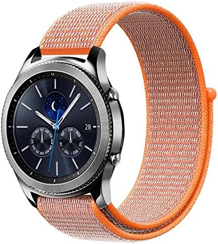 Samsung Gear S3 Frontier/ Classic Watch Velcro Band, Ksom 22mm Nylon Sport Loop Band with Hook &amp; Loop Fastener Adjustable Closure Wrist for Samsung S3, Moto 360 2nd Gen 46mm Smart Watch (Spicy Orange)